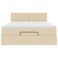 vidaXL Pouf Letto con Materasso Crema 140x200 cm in Tessuto