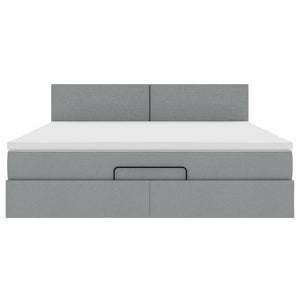 vidaXL Pouf Letto con Materasso Grigio Chiaro 160x200 cm in Tessuto