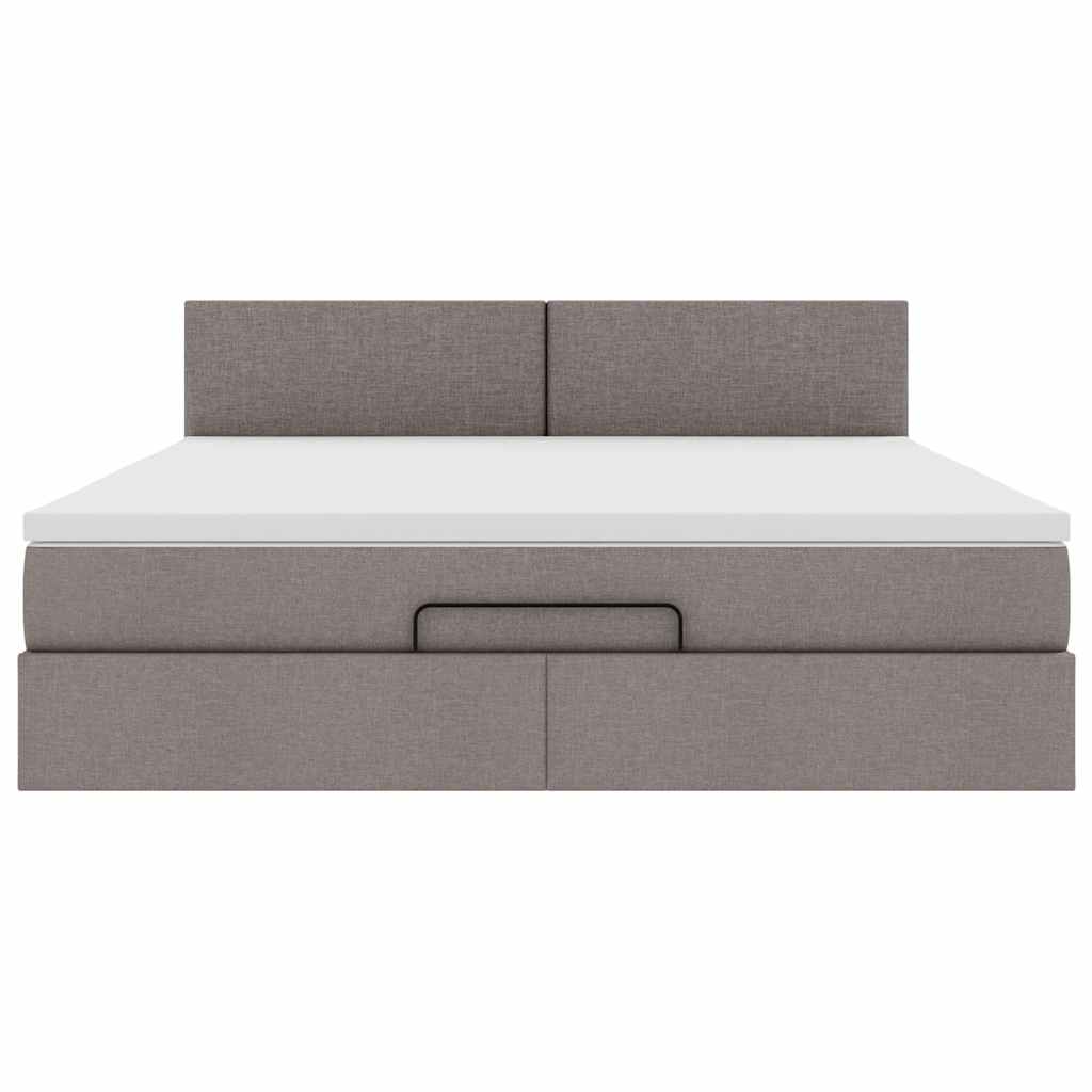 vidaXL Struttura Letto Pouf con Materasso Tortora 160x200cm in Tessuto