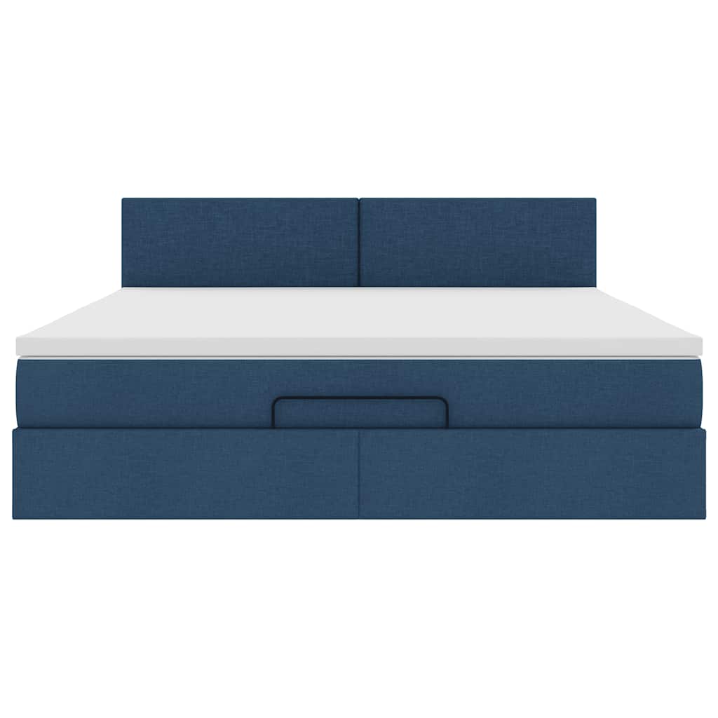 vidaXL Struttura Letto Pouf con Materasso Blu 180x200cm in Tessuto