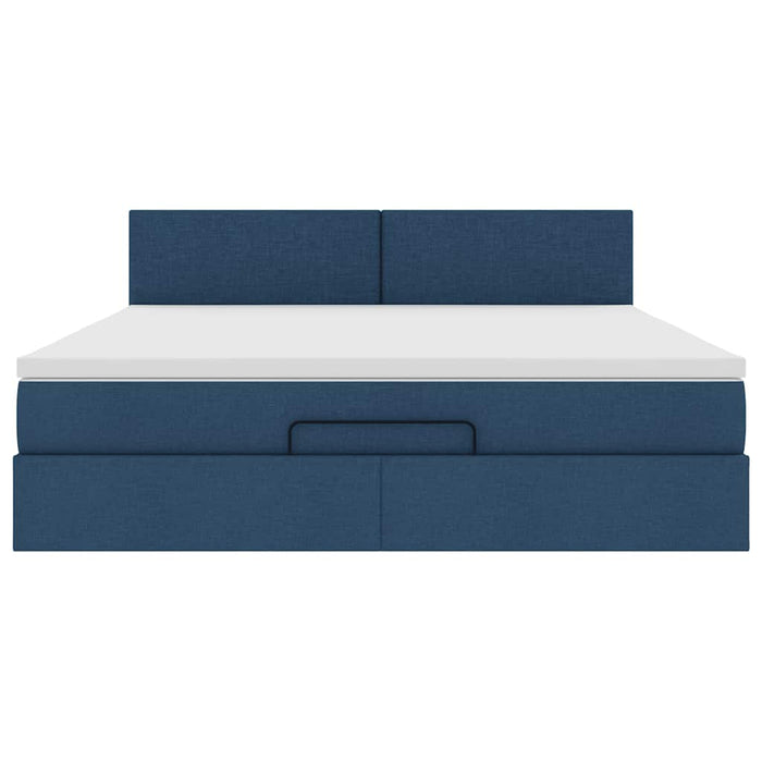 vidaXL Struttura Letto Pouf con Materasso Blu 180x200cm in Tessuto
