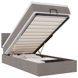 Struttura Letto Pouf con Materasso Tortora 80x200 cm in Tessuto 3311418