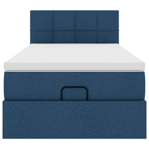 vidaXL Struttura Letto Pouf con Materasso Blu 80x200 cm in Tessuto