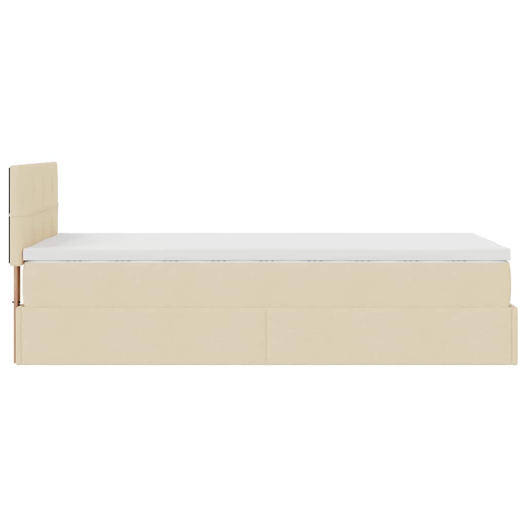 Struttura Letto Pouf con Materasso Crema 90x190 cm in Tessuto 3311426