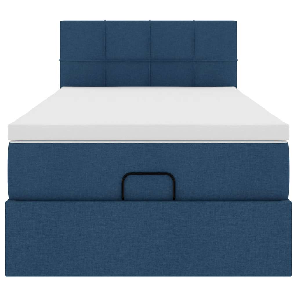 vidaXL Struttura Letto Pouf con Materasso Blu 90x190 cm in Tessuto