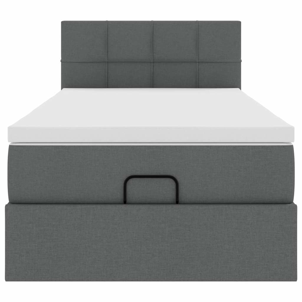 vidaXL Pouf Letto con Materasso Grigio Scuro 90x200 cm in Tessuto