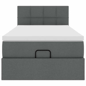 vidaXL Pouf Letto con Materasso Grigio Scuro 90x200 cm in Tessuto