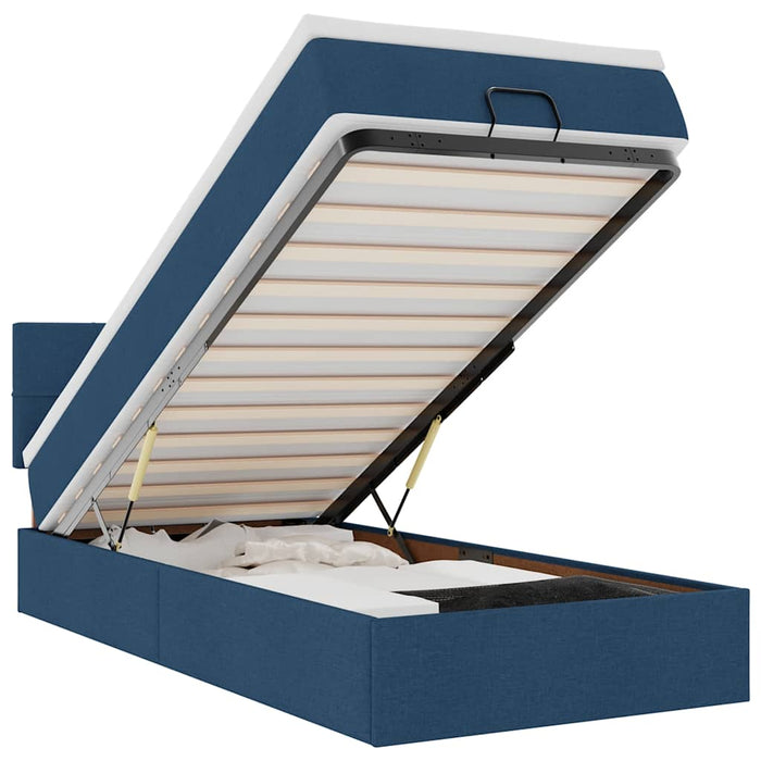 vidaXL Pouf Letto con Materasso Blu 90x200 cm in Tessuto