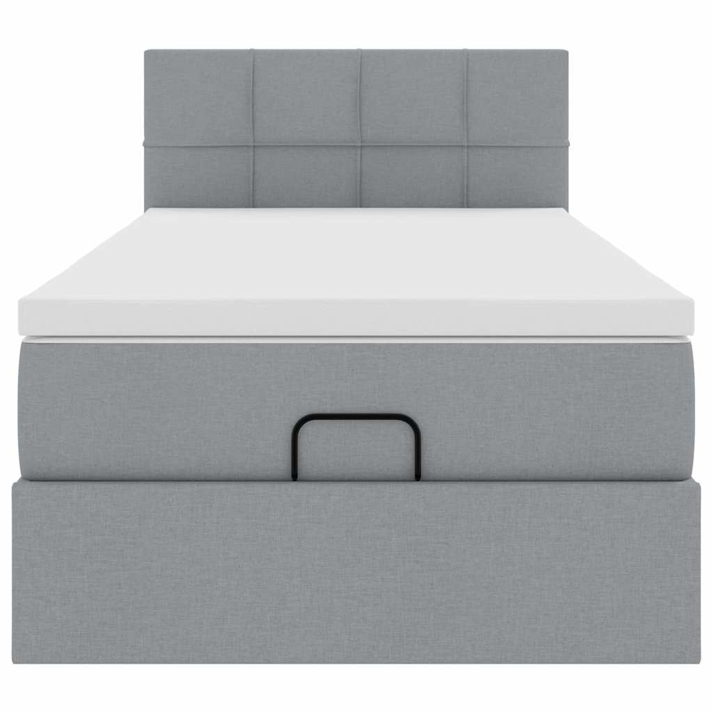 Pouf Letto con Materasso Grigio Chiaro 100x200 cm in Tessuto 3311435