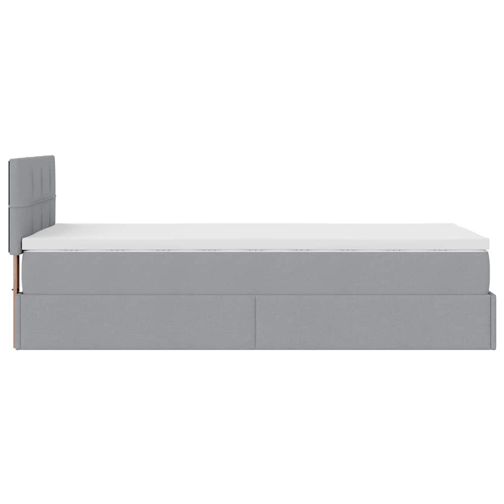 Pouf Letto con Materasso Grigio Chiaro 100x200 cm in Tessuto 3311435