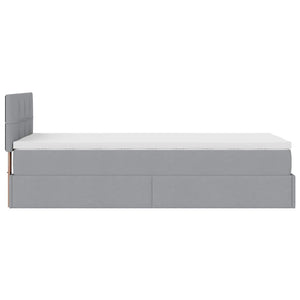 Pouf Letto con Materasso Grigio Chiaro 100x200 cm in Tessuto 3311435