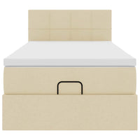 vidaXL Pouf Letto con Materasso Crema 100x200 cm in Tessuto