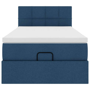 vidaXL Pouf Letto con Materasso Blu 100x200 cm in Tessuto