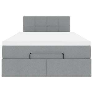 vidaXL Pouf Letto con Materasso Grigio Chiaro 120x190 cm in Tessuto