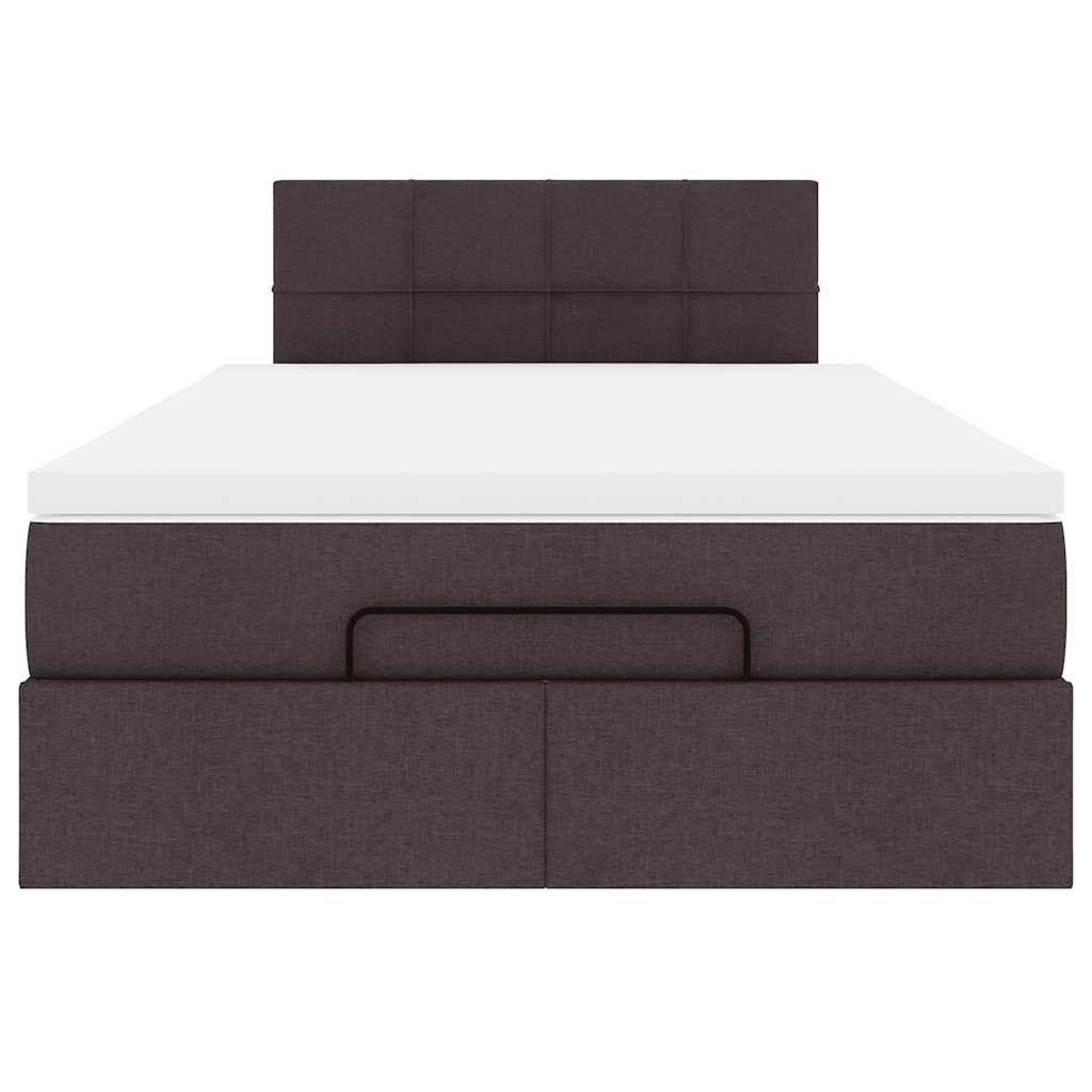 Pouf Letto con Materasso Marrone Scuro 120x200 cm in Tessuto