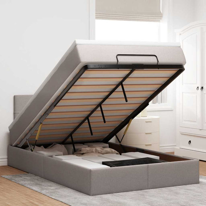 Struttura Letto Pouf con Materasso Tortora 120x200cm in Tessuto 3311453