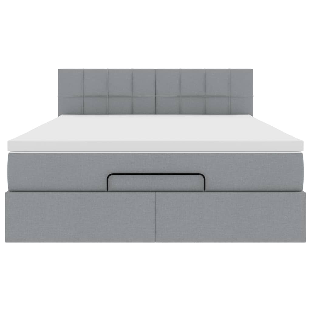 Pouf Letto con Materasso Grigio Chiaro 140x190 cm in Tessuto 3311456