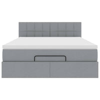 vidaXL Pouf Letto con Materasso Grigio Chiaro 140x190 cm in Tessuto