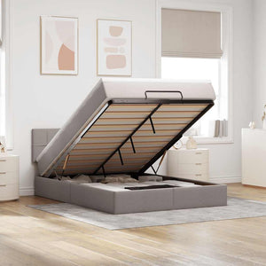 vidaXL Pouf Letto con Materasso Tortora 140x190 cm in Tessuto