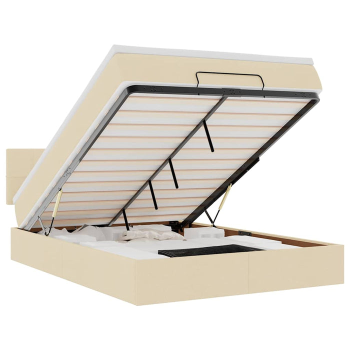 vidaXL Pouf Letto con Materasso Crema 140x190 cm in Tessuto