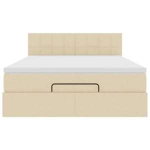 vidaXL Pouf Letto con Materasso Crema 140x190 cm in Tessuto