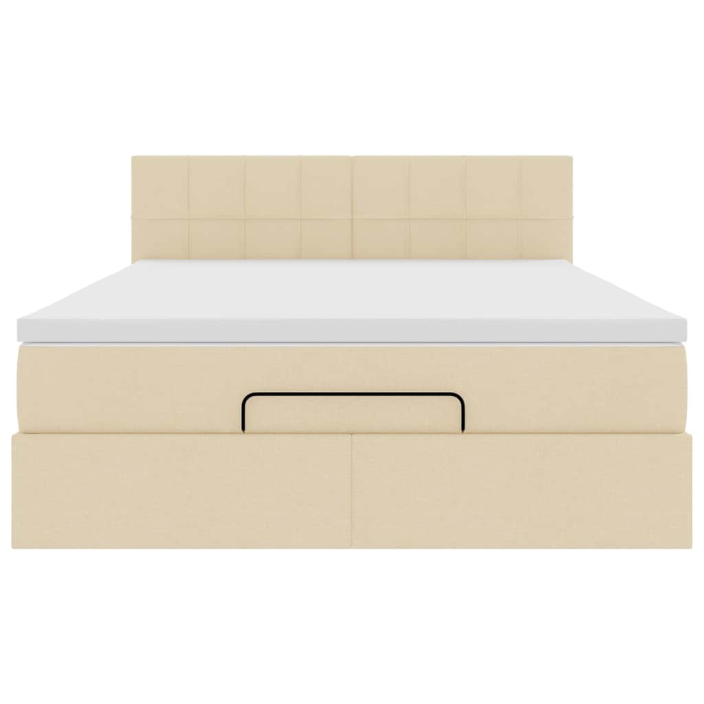 vidaXL Pouf Letto con Materasso Crema 140x200 cm in Tessuto