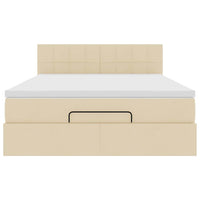 vidaXL Pouf Letto con Materasso Crema 140x200 cm in Tessuto