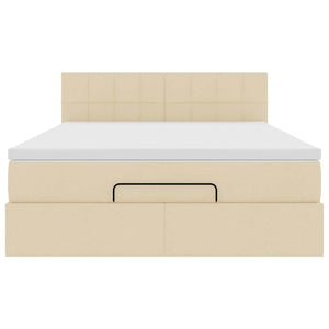 vidaXL Pouf Letto con Materasso Crema 140x200 cm in Tessuto