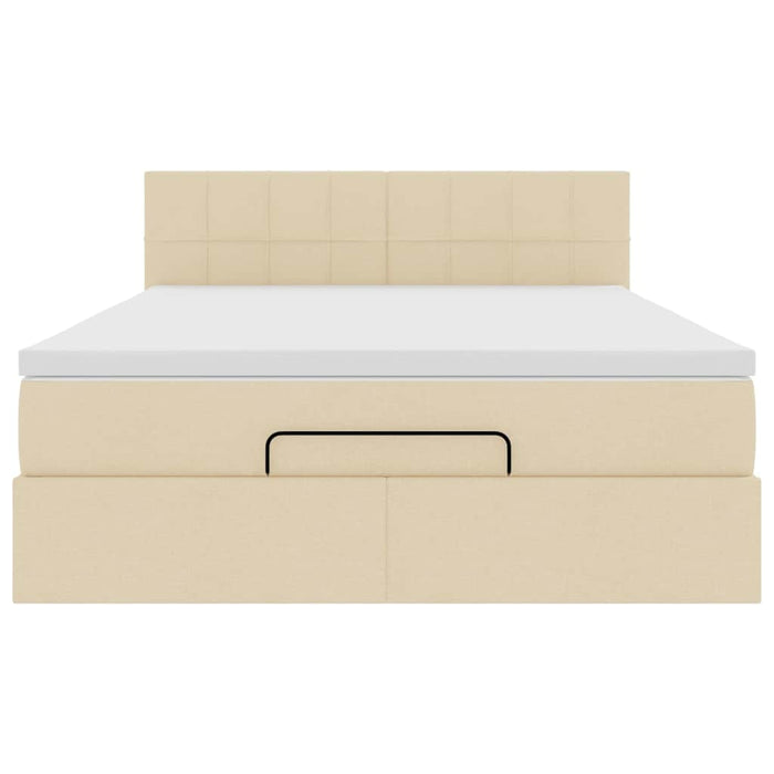 vidaXL Pouf Letto con Materasso Crema 140x200 cm in Tessuto