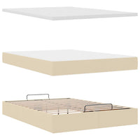 vidaXL Pouf Letto con Materasso Crema 140x200 cm in Tessuto