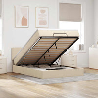 vidaXL Pouf Letto con Materasso Crema 140x200 cm in Tessuto