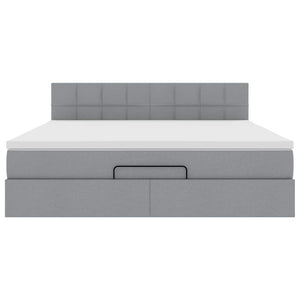 Pouf Letto con Materasso Grigio Chiaro 160x200 cm in Tessuto 3311470