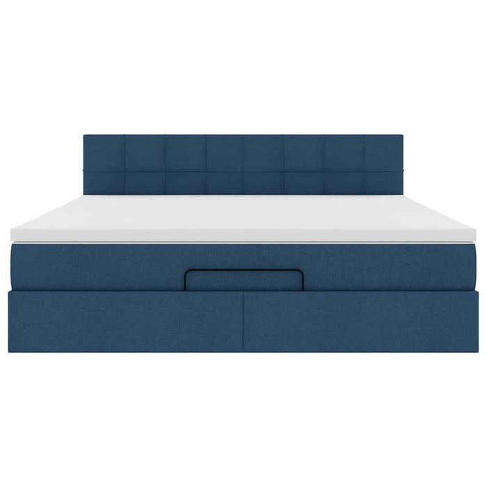 vidaXL Struttura Letto Pouf con Materasso Blu 180x200cm in Tessuto