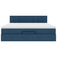 Struttura Letto Pouf con Materasso Blu 180x200cm in Tessuto 3311483