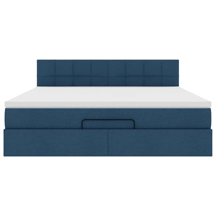 Struttura Letto Pouf con Materasso Blu 180x200cm in Tessuto 3311483