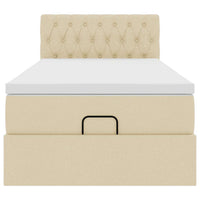 vidaXL Struttura Letto Pouf con Materasso Crema 80x200 cm in Tessuto
