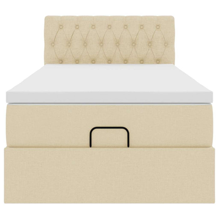 Struttura Letto Pouf con Materasso Crema 90x190 cm in Tessuto 3311509