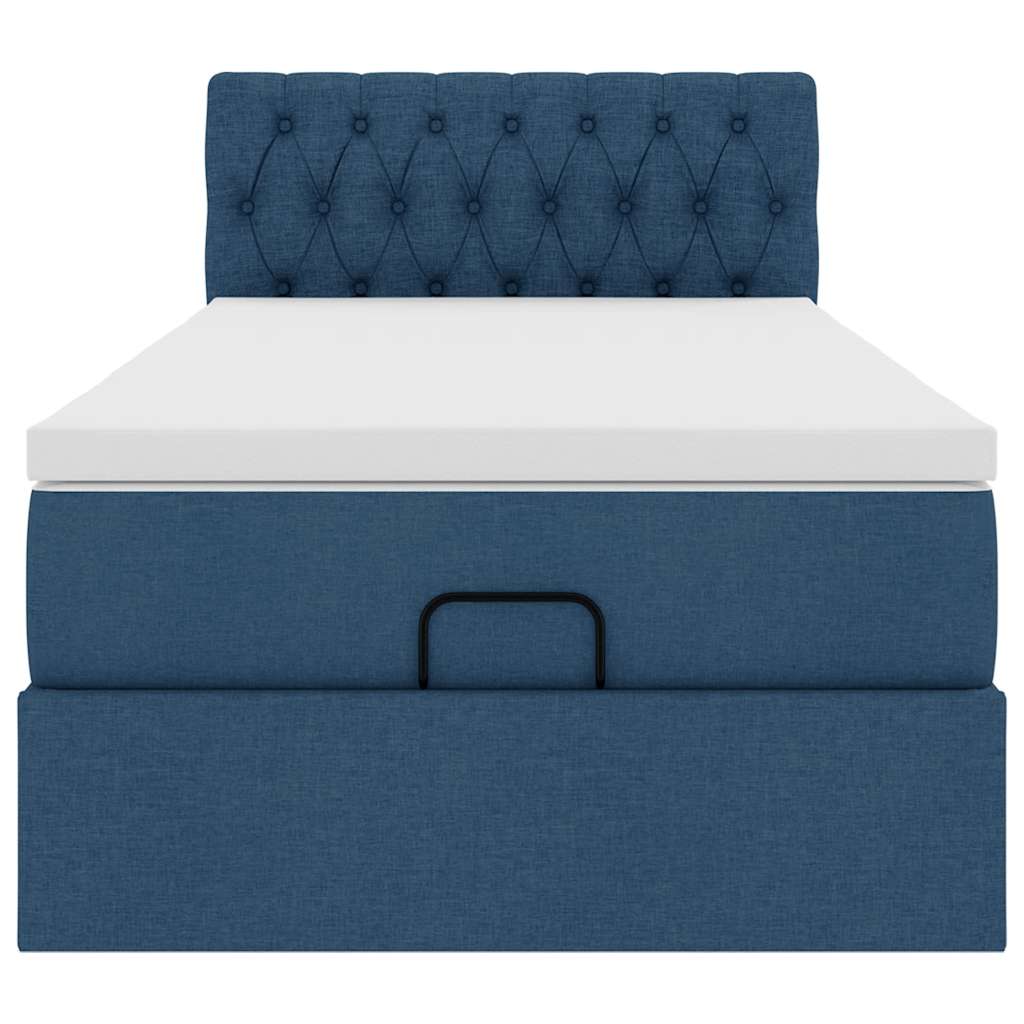 Struttura Letto Pouf con Materasso Blu 90x190 cm in Tessuto 3311510