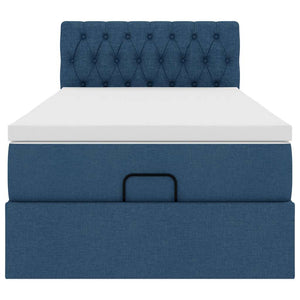Struttura Letto Pouf con Materasso Blu 90x190 cm in Tessuto 3311510