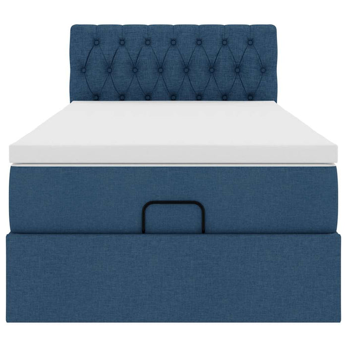 Struttura Letto Pouf con Materasso Blu 90x190 cm in Tessuto 3311510