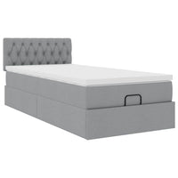 vidaXL Pouf Letto con Materasso Grigio Chiaro 90x200 cm in Tessuto