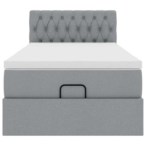 vidaXL Pouf Letto con Materasso Grigio Chiaro 90x200 cm in Tessuto