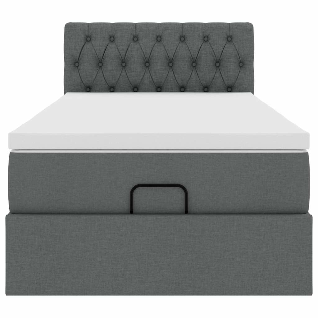 vidaXL Pouf Letto con Materasso Grigio Scuro 90x200 cm in Tessuto