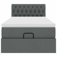 vidaXL Pouf Letto con Materasso Grigio Scuro 90x200 cm in Tessuto