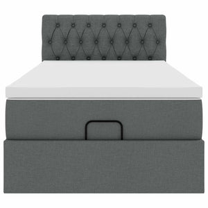 vidaXL Pouf Letto con Materasso Grigio Scuro 90x200 cm in Tessuto