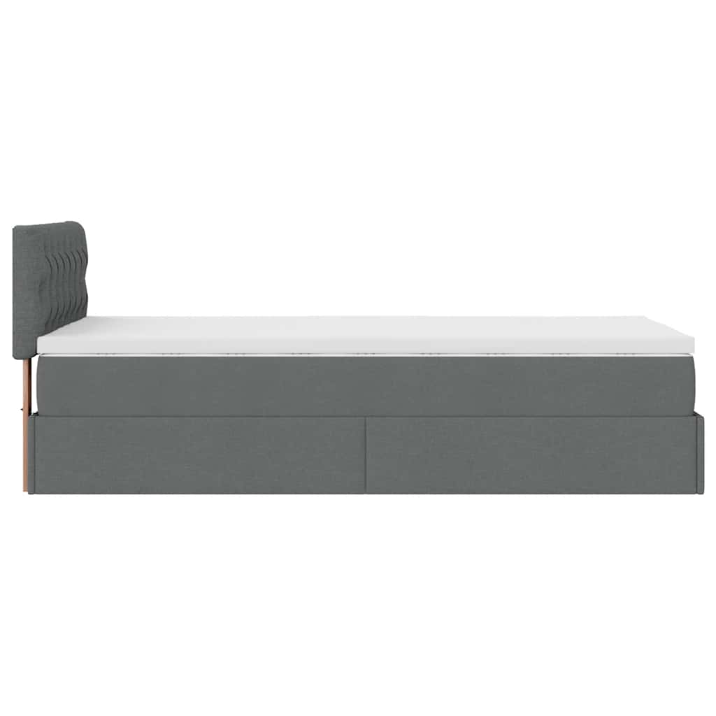 vidaXL Pouf Letto con Materasso Grigio Scuro 90x200 cm in Tessuto