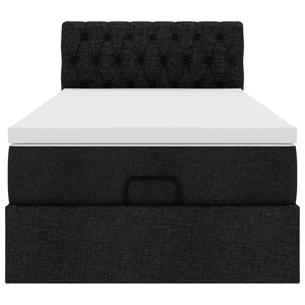 vidaXL Pouf Letto con Materasso Nero 90x200 cm in Tessuto