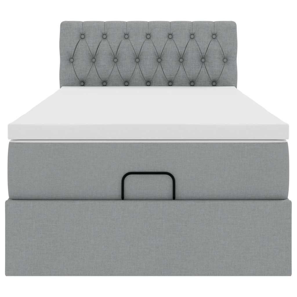 vidaXL Pouf Letto con Materasso Grigio Chiaro 100x200 cm in Tessuto