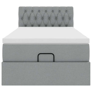 vidaXL Pouf Letto con Materasso Grigio Chiaro 100x200 cm in Tessuto
