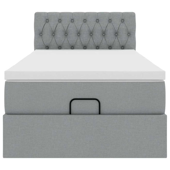 vidaXL Pouf Letto con Materasso Grigio Chiaro 100x200 cm in Tessuto
